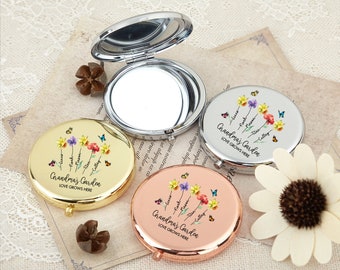 Grandma Gift,Grandma's Garden Compact Mirror,Gift for Nana, Gift for Mom from Daughter, Mother of the Bride Gift, Birthday Gift for Mom