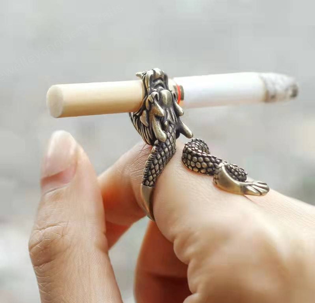 Cigarette Ring,retro Dragon Cigarette Holder Ring, Adjustable Ring, Smoking Ring, Vintage Dragon