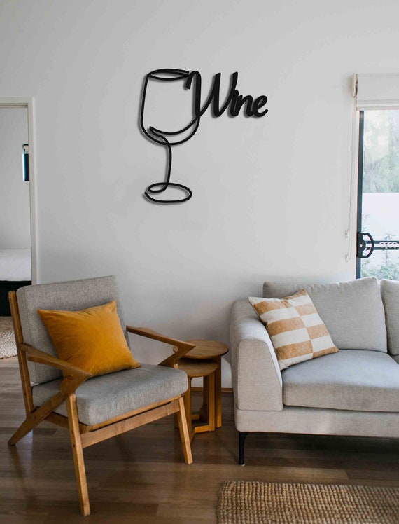 Wine Wall Art Wine Wall Hangings Decorminimalist Metal Wall Etsy