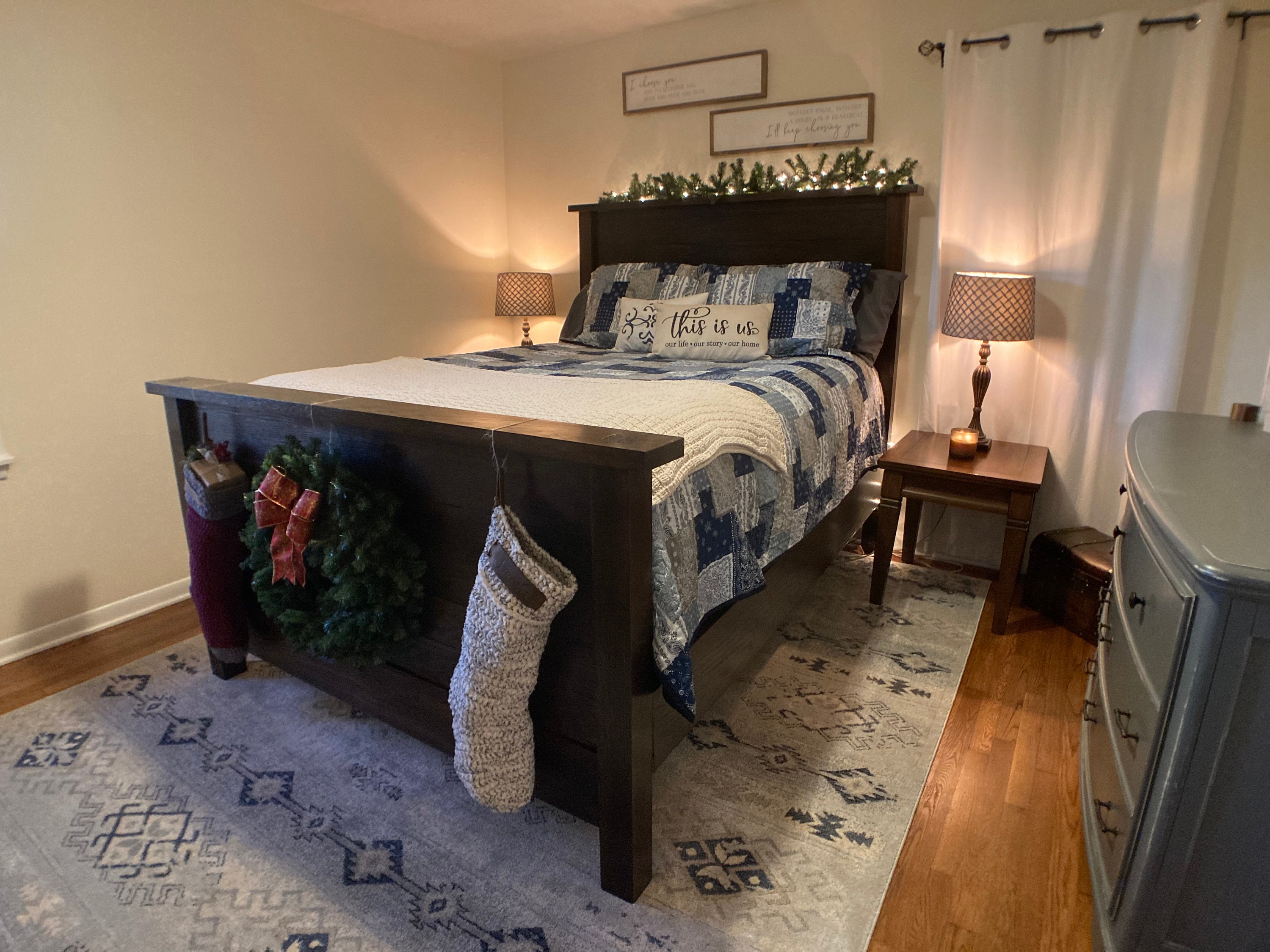 Queen Oak Farmhouse Bed Frame Etsy Ireland