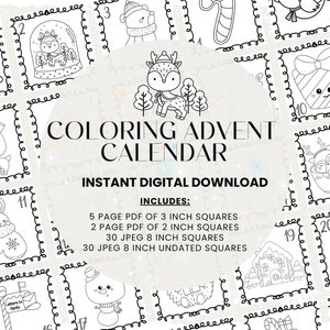Christmas Countdown Printable Advent Calendar for Kids, Christmas Coloring Pages, DIY Advent Calendar Printable, Christmas Gift Tags
