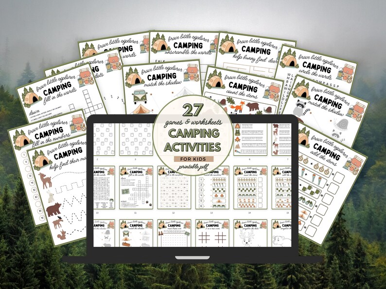 Camping Activities Printables Kids Games for Summer Break Road Trip ...