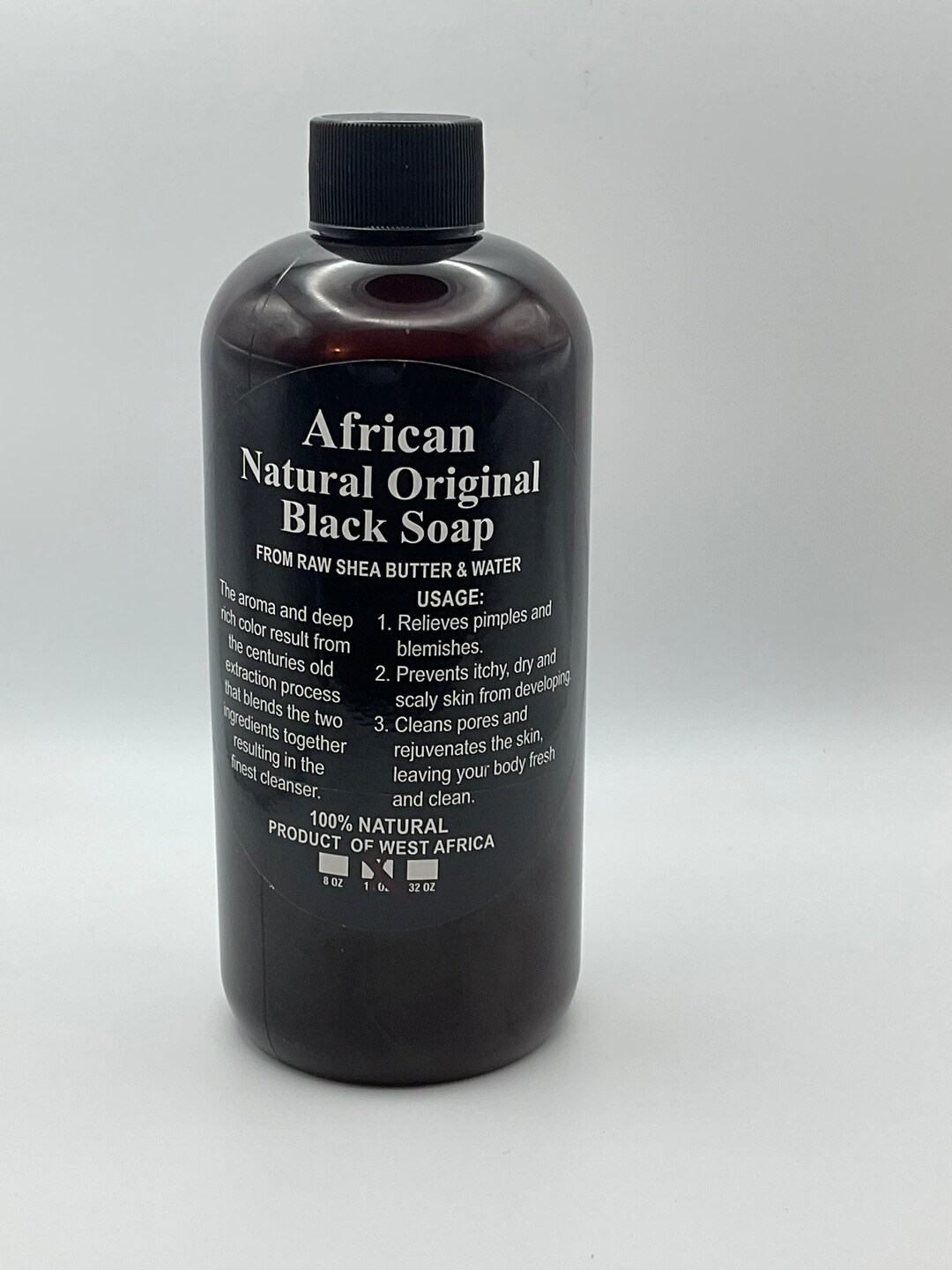 Unscented Raw African Black Liquid Soap 100% * Organic Face Body Wash ...