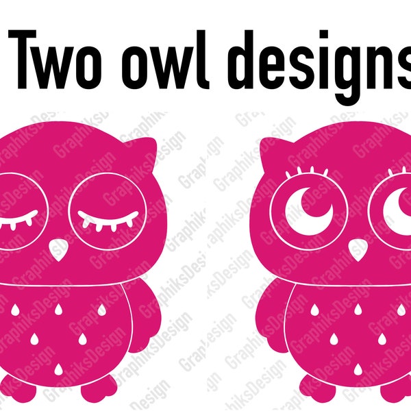 Digitale Eule Bundle 2 Owl Designs Digital Download SVG PNG JPEG Datei pink süß Kinder Mädchen Geburtstag Digitale Datei