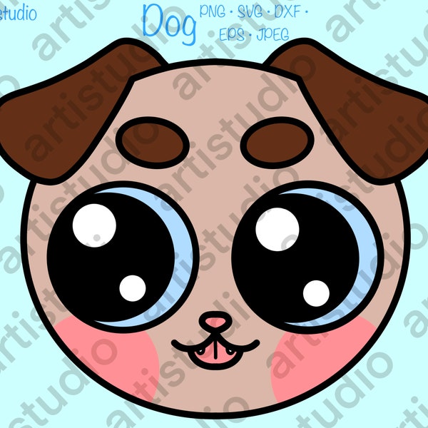 Hund SVG Kawaii Dog Digitale Datei Download PNG DXF Kind Kindergeburtstag Mädchen Cutter Plotter CriCut Silhouette Studio Download File
