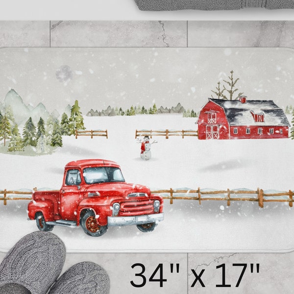 Red Truck Bath Rug Etsy