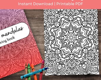Mandala Coloring Book | Mindful Printable Art for Stress Relief Relaxation | Digital Download for Adults & Teens