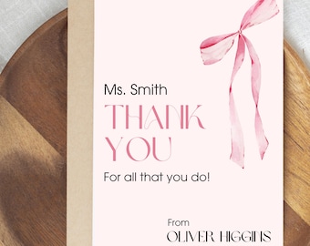 Personalized Teacher Thank You Card – Editable Canva Template – Teacher Appreciation Printable – Instant Download