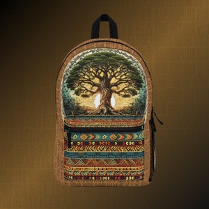 Sacred Tree of Life Bag Ethnical Tribal Pattern Backpack Tree of Life 13l Nature Hiking Backpack Spiritual Hippie Shamanic Medicine Bag