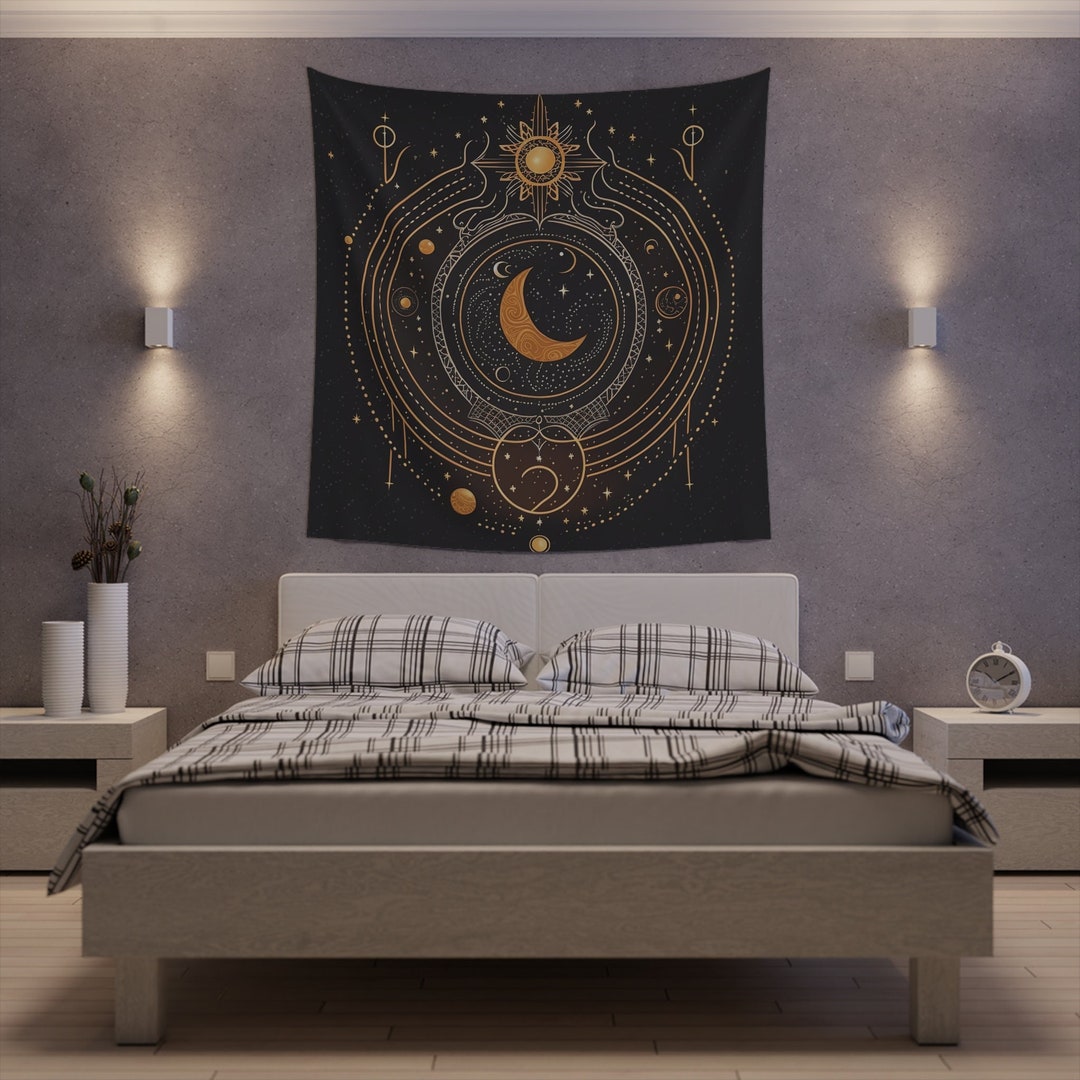 Tapiz De Fases Lunares, Tapiz Blanco Y Negro Para Colgar En La Pared