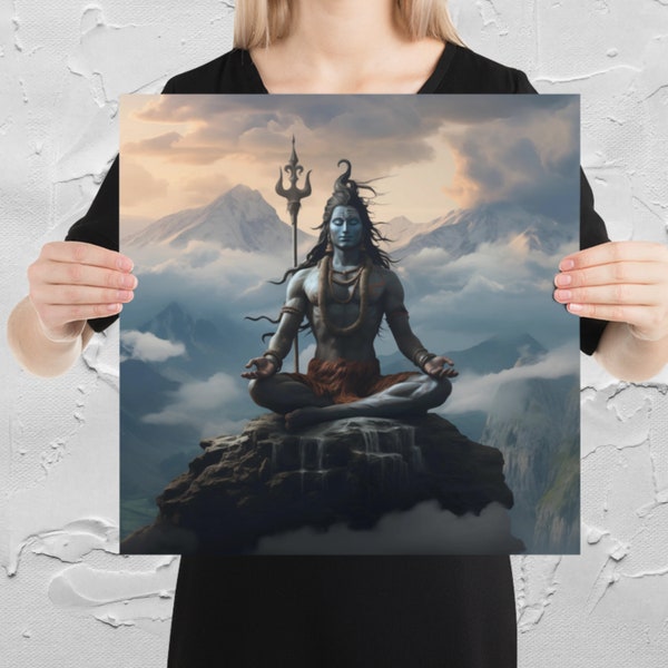 Lord Shiva Krishna Thick Paper Poster Abstract Hindu Deity Shiva Painting Canvas Print Wall Art for Yoga Meditation Housewarming Room Decor