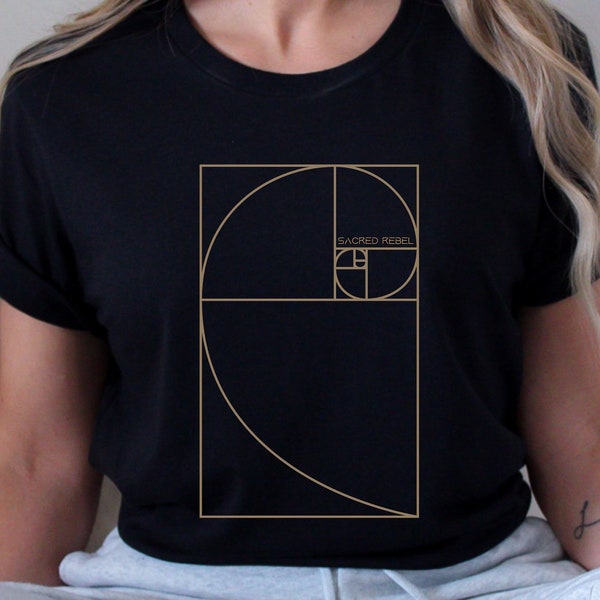 Golden Fibonacci Sacred Rebel T Shirt Sacred Geometry Unisex Jersey Spiritual Shirt Golden Meditation Short Sleeve Boho Celestial Zen Tee