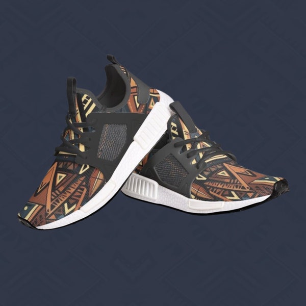 Tribal Elephant Print Black Sneaker Shoes For Men Women main image 1