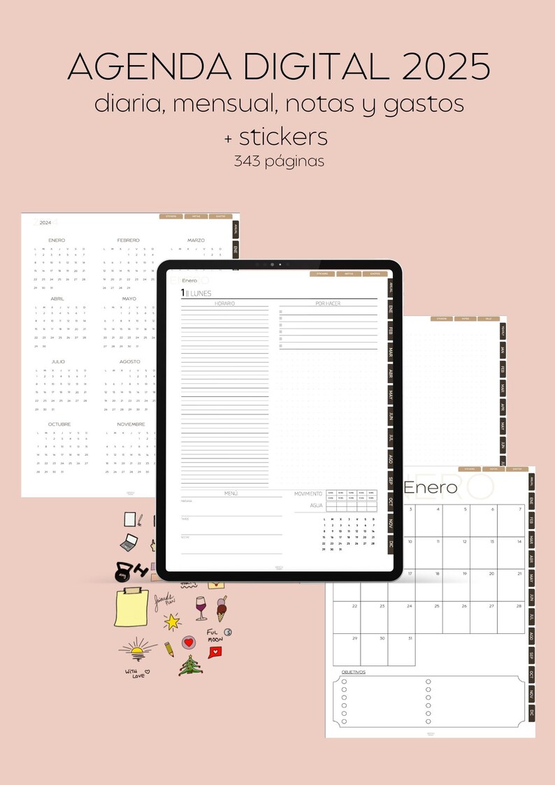 2025 Digital Planner for iPad ENGLISH, Digital Agenda, Goodnotes Daily ...