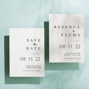 Bilingual Bundle: Modern Minimal Save the Date English Spanish Moderno