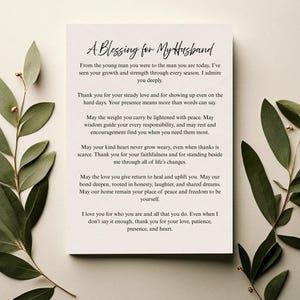 Christian Husband Blessing Card | Printable Prayer for Him | Instant Download Thank You Note | Faith-Based Appreciation Gift