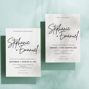 Bilingual Bundle: Invitación de Boda Moderna y Mínima | Moderno Mínimo Invitación de Boda | Inglés y Español | Digital