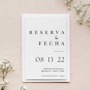 Modern Minimal Save the Date Spanish Moderno Mínimo Reserva la Fecha Template Digital Download | Wedding / Boda