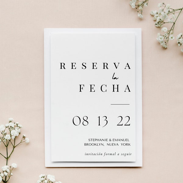 Modern Minimal Save the Date Spanish Moderno Mínimo Reserva la Fecha Template Digital Download | Wedding / Boda