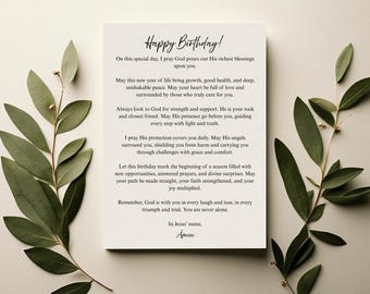 印刷可能なキリスト教の誕生日カード｜祈りの祝福、信仰の贈り物（デジタルダウンロード）