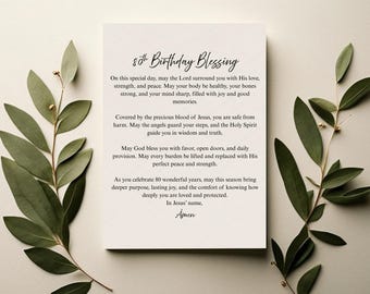 80th Birthday Blessing Card | Christian Prayer (Digital Download)