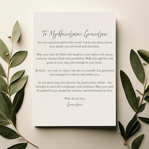 Christian Grandson Blessing Card | Faith-Based Printable Gift for Him | Inspirational Digital Download Keepsake