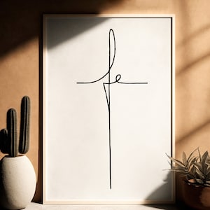 Fe Cruz Faith Cross | Christian Spanish Minimal Modern Wall Art Digital Print | Arte de Pared Moderno Mínimo Cristiano Español