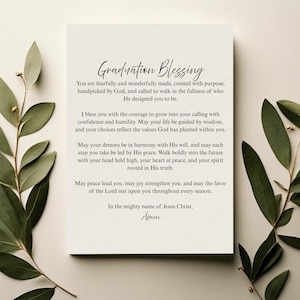 Christian Graduation Blessing Card | Faith-Based Printable Prayer Card | Religious Graduation Gift | Class of 2025 Digital Download