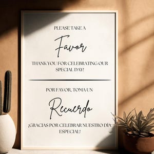 Cartel Bilingüe Moderno y Minimalista para Mesa de Postres en Bodas, Cumpleaños y Eventos | Digital | Español e Inglés