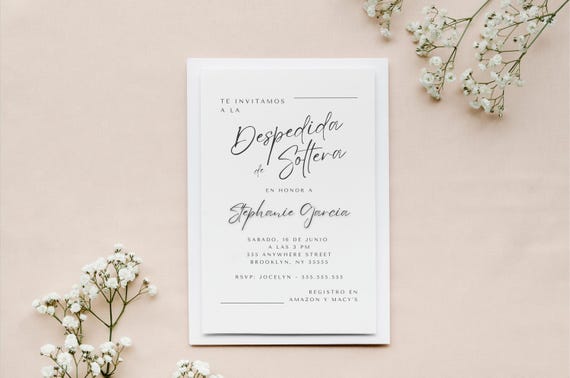 Modern Minimal Bridal Shower Invitation Spanish Moderno Minimo Despedida de Soltera Invitación