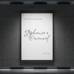 Modern Minimal Wedding Welcome Sign Spanish | Moderno Mínimo Bienvenidos a Nuestra Boda Letero Digital