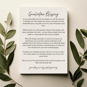 Christliche Abschlussfeier-Segenskarte | Auf dem Glauben basierende druckbare Gebetskarte | Religiöses Abschlussgeschenk | Klasse von 2025 Digitaler Download