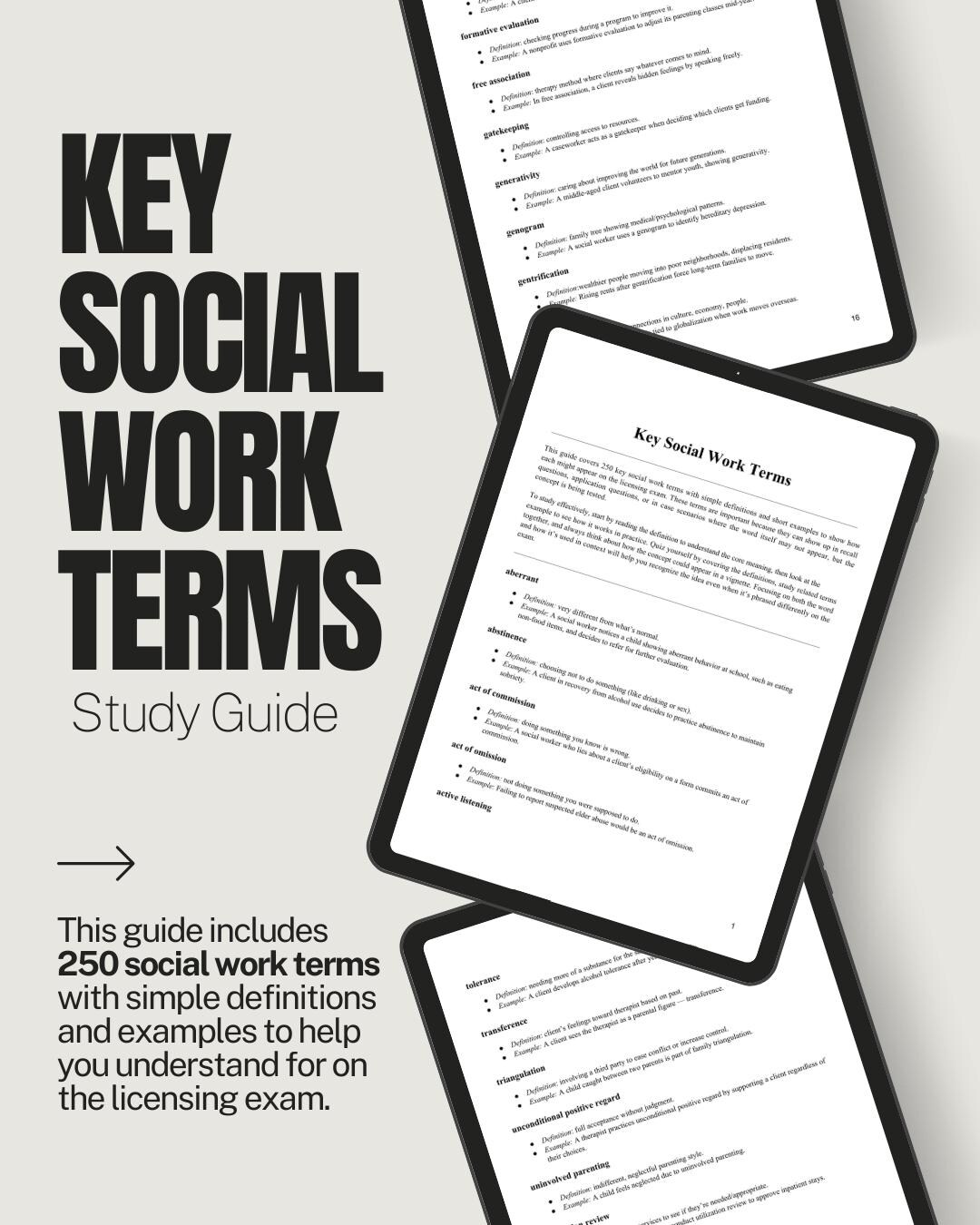 Social Work Licensing Exam Study Guide | 250 Key Terms & Definitions ...