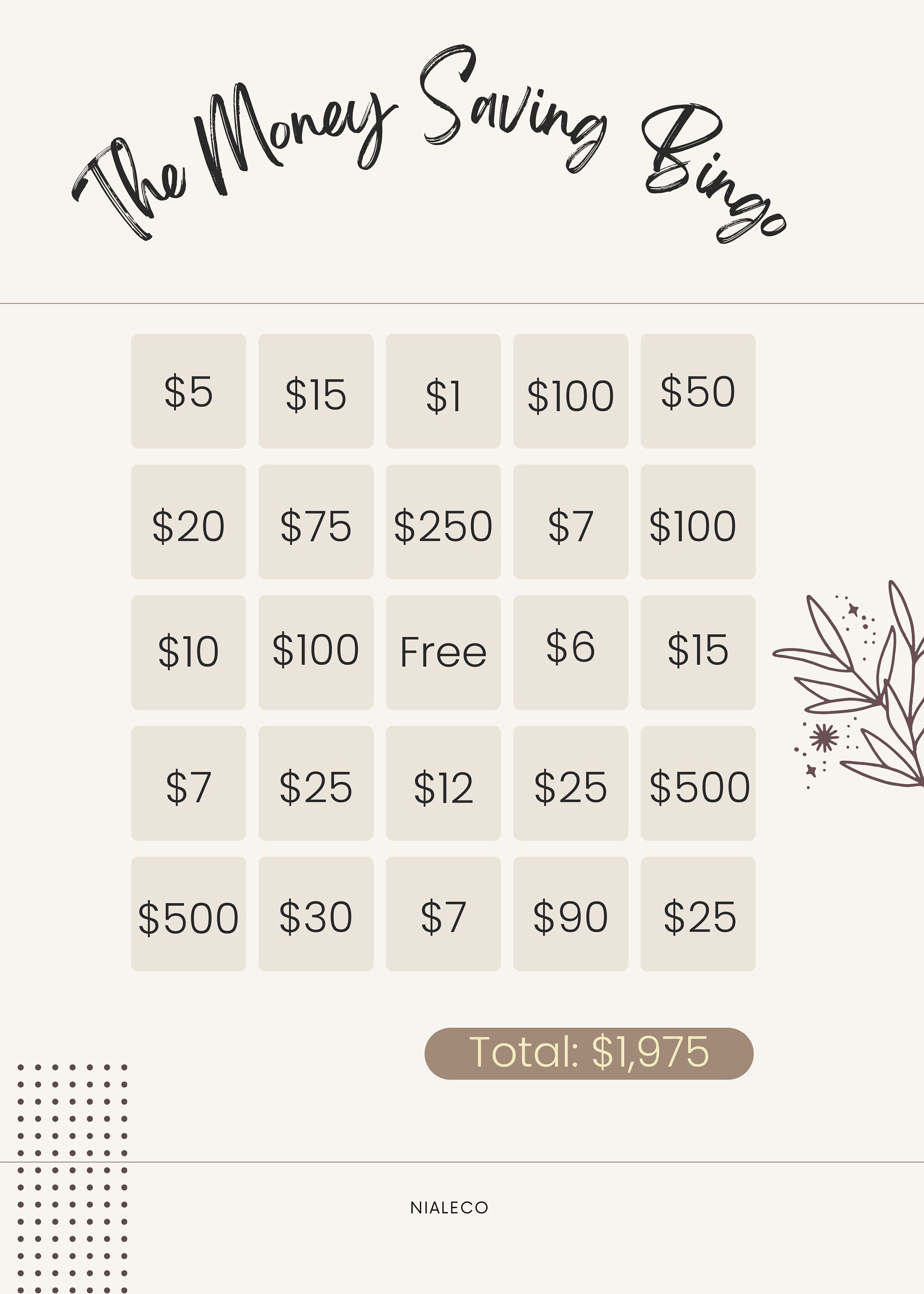 Money Savings Challenge Printable Downloadable Cards Money Savings Bingo Money Savings Game