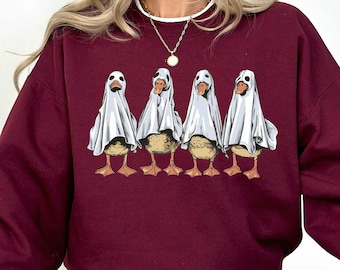 Funny Ghost Duck Sweatshirt: Halloween Goose Hoodie, Animal Lover Gift