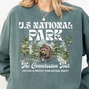 U.S. National Parks Sweatshirt, Mountain Bear Sweatshirt, Comfort Colors Bear Wildlife Sweatshirt, Environmental Camping Park Ranger