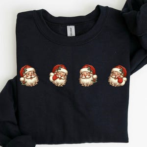 Santa Claus Christmas Holiday Sweatshirt - Jolly Smile Rock Symbol Hoodie - Funny Face Festive Winter Retro Merry Xmas Long Sleeve Shirt