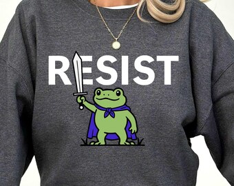 Portland Protest Frog Sweatshirt - Anti ICE Political Activist Resist Vintage Long Sleeve Shirt