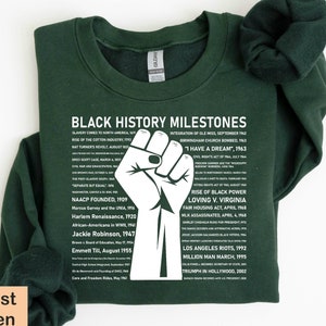 Black History Milestones Sweatshirt, Civil Rights Movement, Black Power Long Sleeve Shirt, Black History Month African American Pride Gift