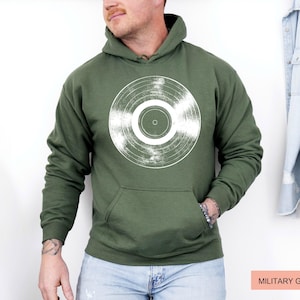 Vinyl Record Music Sweatshirt, Vinyl Record Collector Hoodie, Musical Themed DJ Sweatshirt, Retro Music Lover Long Sleeve Shirt