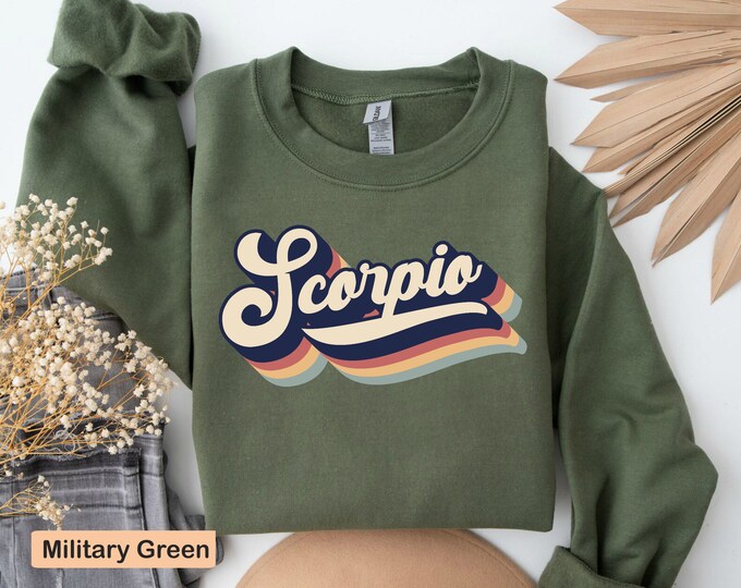 Retro Scorpio Birth Sign Sweatshirt for Women - Vintage Scorpio Zodiac Hoodie