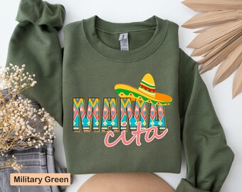 Fiesta Latina Mama Sweatshirt - Mamacita Cinco de Mayo Hoodie - Mexican Mama and Papa Long Sleeve Shirt