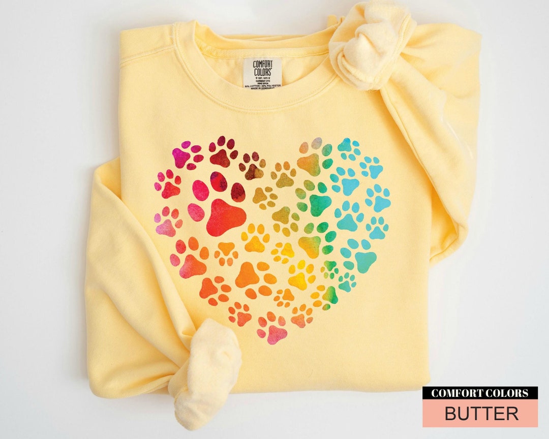 Colorful Dog Paw Heart Sweatshirt Gift for Dog Lover, Dog Owner ...