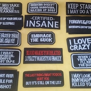 Embroidered various slogan Iron On Patches INCLUDES shipping