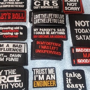 Embroidered various slogan Iron On Patches INCLUDES shipping