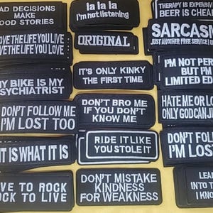 Embroidered various slogan Iron On Patches INCLUDES shipping