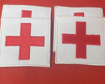 First aid embroidered patches with heat seal, merrow edge includes shipping (two patches shipped)