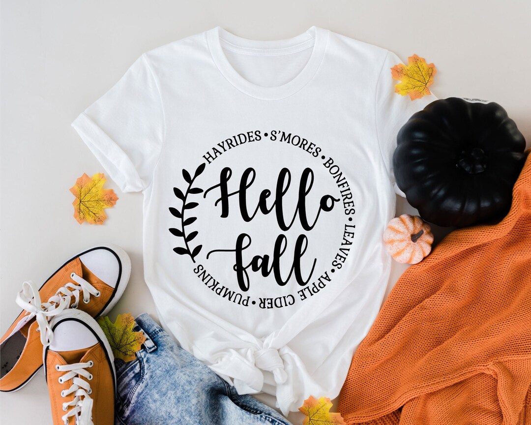 Hello Fall Hayrides Smores bonfires Leaves Apple Cider - Etsy