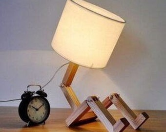 Cute Desk Lamp - Creative Table Lamp With Wood Base Changeable Shape Desk Lamp for Bedroom, Study, Office, Kids Room