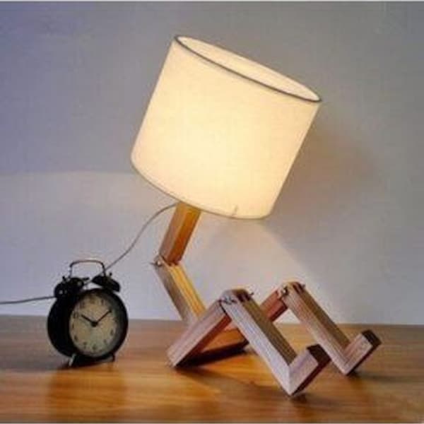 Cute Desk Lamp - Creative Table Lamp With Wood Base Changeable Shape Desk Lamp for Bedroom, Study, Office, Kids Room